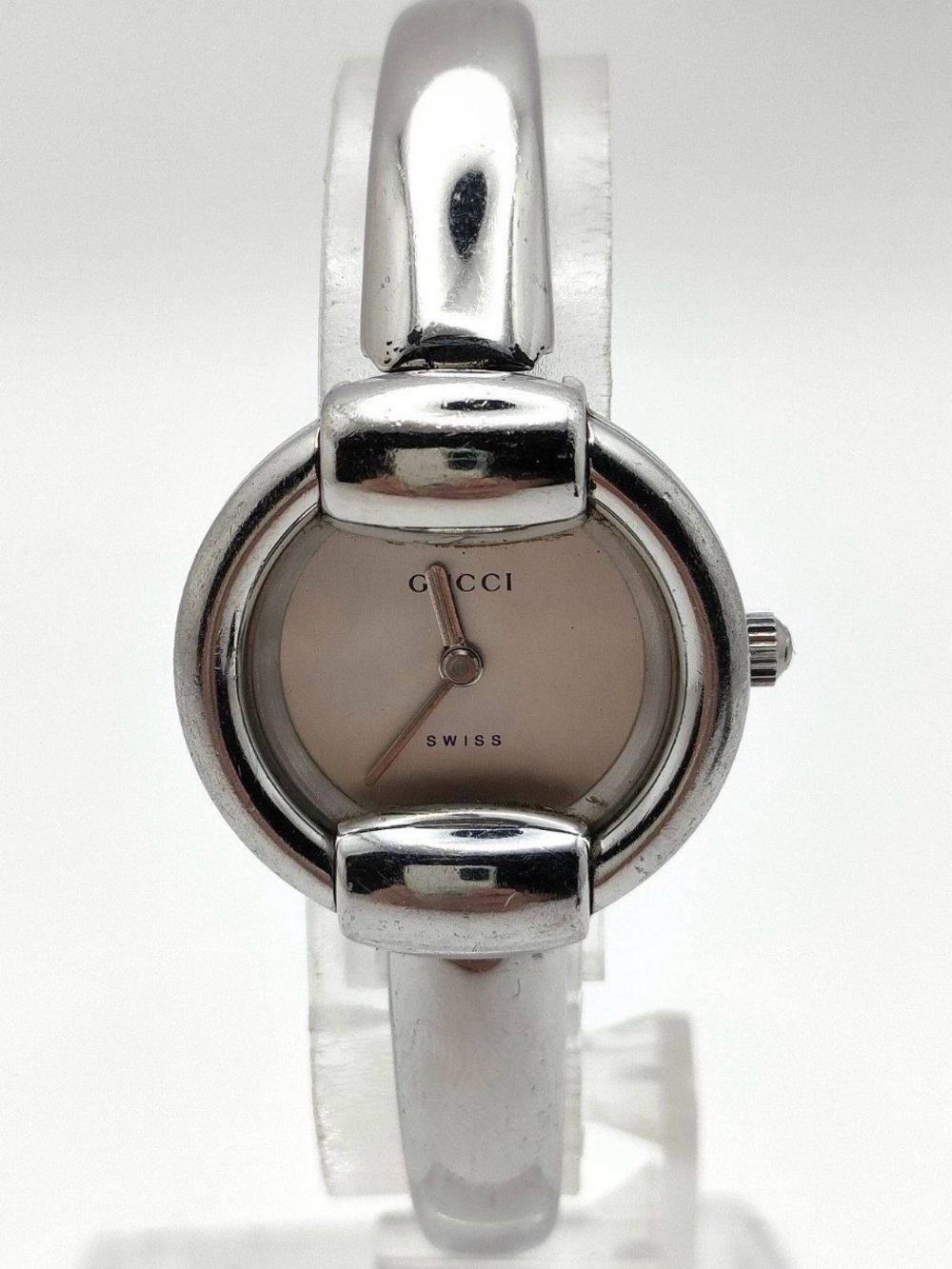 Gucci Women's Silver Bangle Watch with Champagne Dial